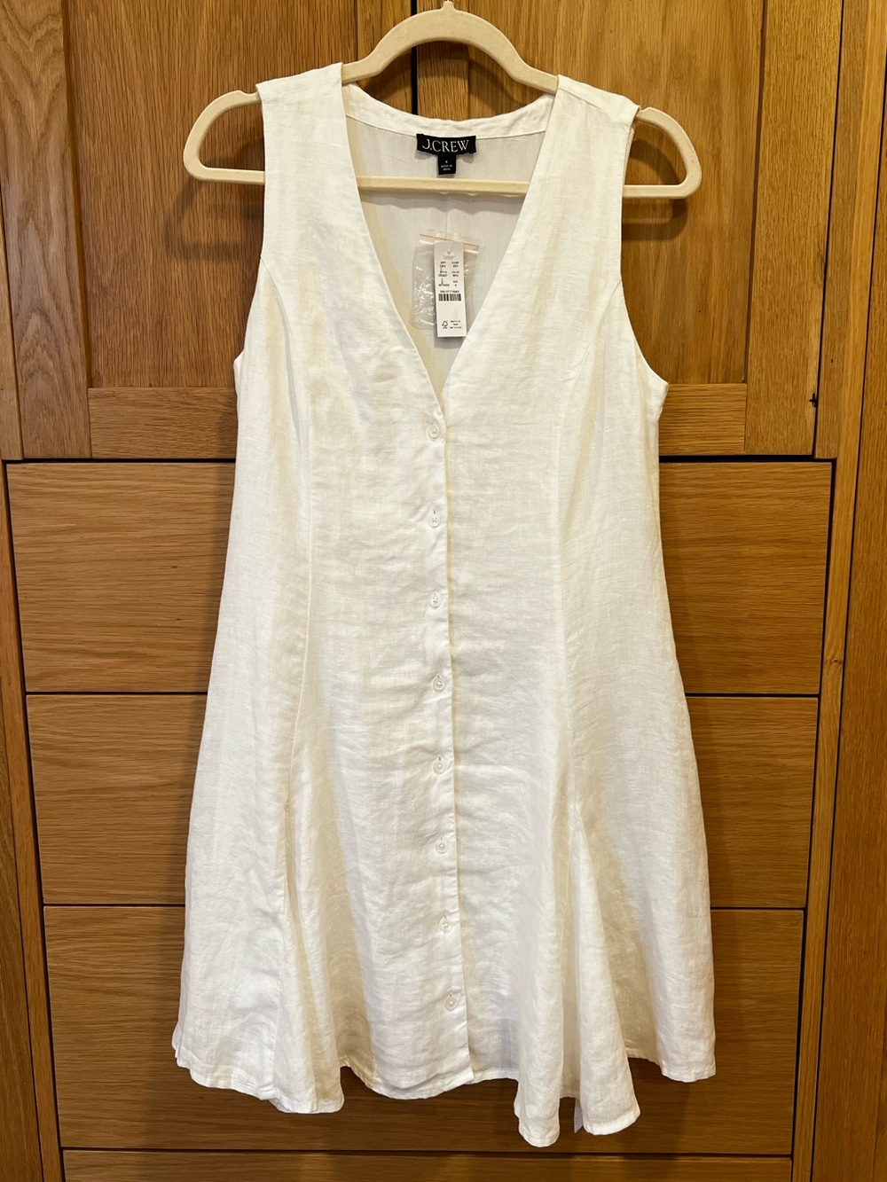 J. Crew Linen Mini Dress White Size 4 NWT Summer Beach Vacation Preppy Chic